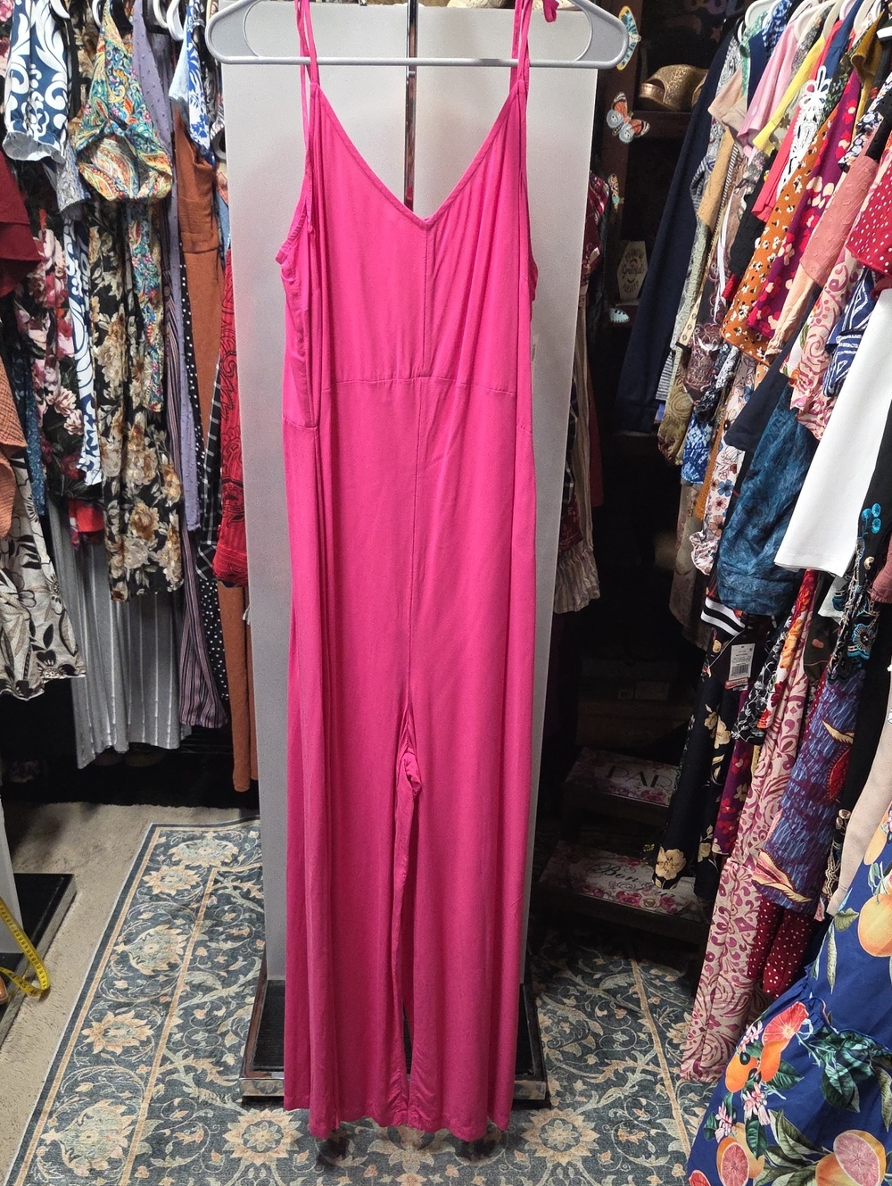 Old Navy Hot Pink Sleeveless V-Neck Wide-Leg Jumpsuit